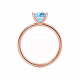 LULU - Princess Aqua Spinel 18k Rose Gold Petite Solitaire Ring Engagement Ring Lily Arkwright