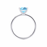 LULU - Princess Aqua Spinel 18k White Gold Petite Solitaire Ring Engagement Ring Lily Arkwright