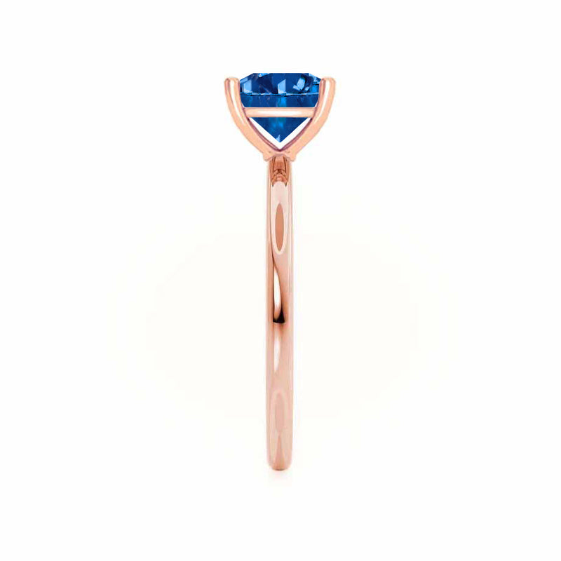 LULU - Princess Blue Sapphire 18k Rose Gold Petite Solitaire Ring Engagement Ring Lily Arkwright
