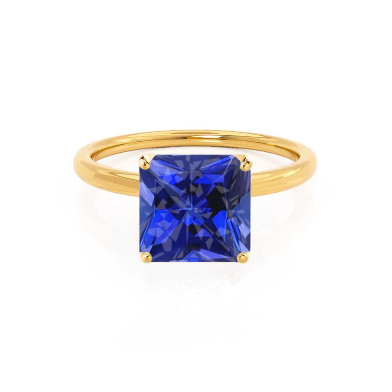 LULU - Princess Blue Sapphire 18k Yellow Gold Petite Solitaire Ring Engagement Ring Lily Arkwright