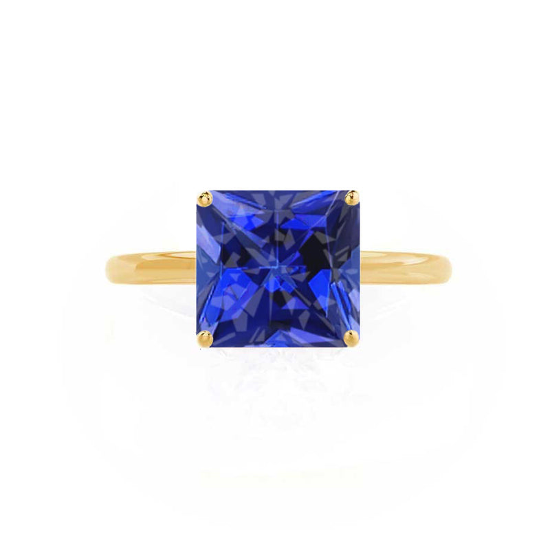LULU - Princess Blue Sapphire 18k Yellow Gold Petite Solitaire Ring Engagement Ring Lily Arkwright