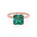 LULU - Princess Emerald 18k Rose Gold Petite Solitaire Ring Engagement Ring Lily Arkwright