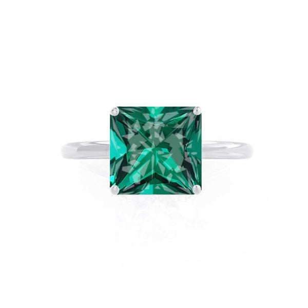 LULU - Princess Emerald 18k White Gold Petite Solitaire Ring Engagement Ring Lily Arkwright