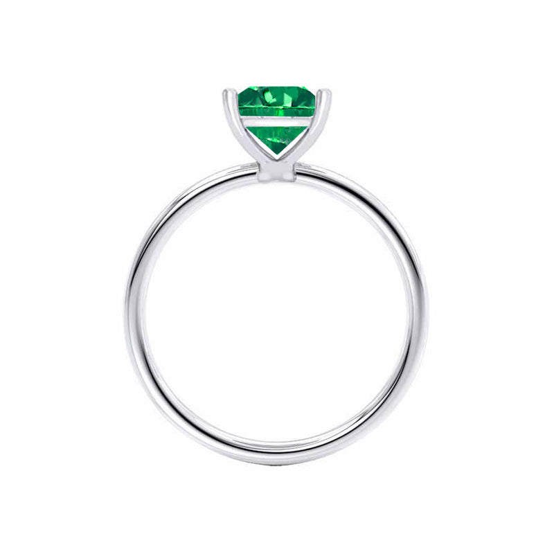 LULU - Princess Emerald 18k White Gold Petite Solitaire Ring Engagement Ring Lily Arkwright