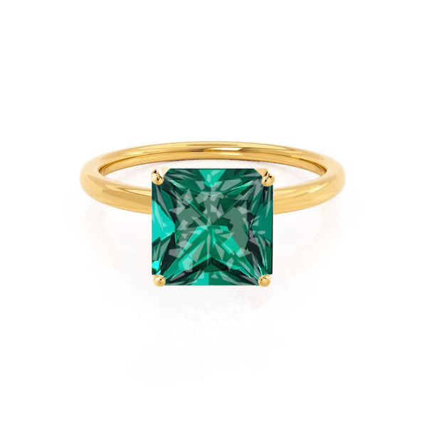 LULU - Princess Emerald 18k Yellow Gold Petite Solitaire Ring Engagement Ring Lily Arkwright