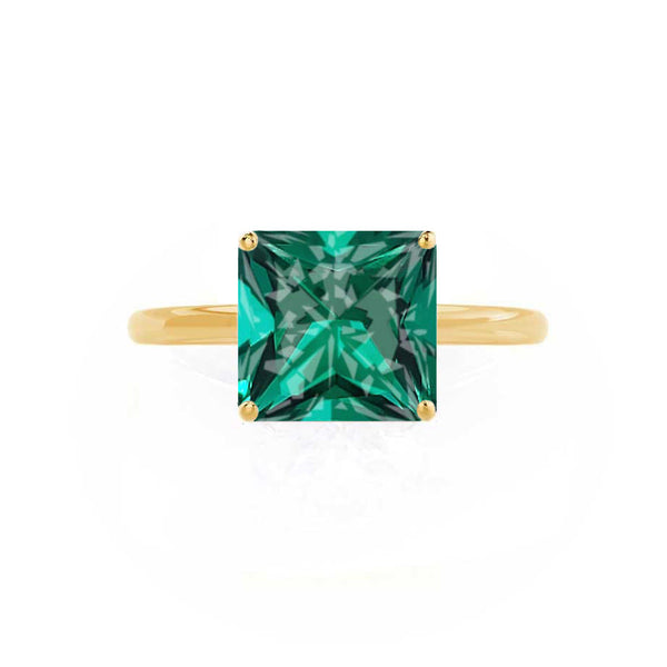 LULU - Princess Emerald 18k Yellow Gold Petite Solitaire Ring Engagement Ring Lily Arkwright