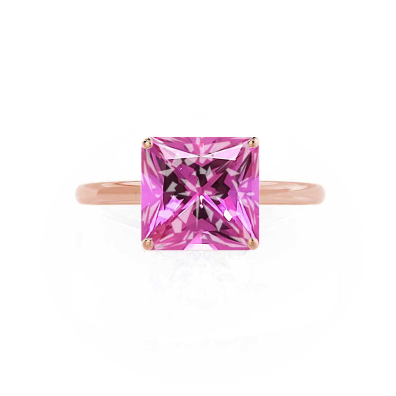 LULU - Princess Pink Sapphire 18k Rose Gold Petite Solitaire Ring Engagement Ring Lily Arkwright