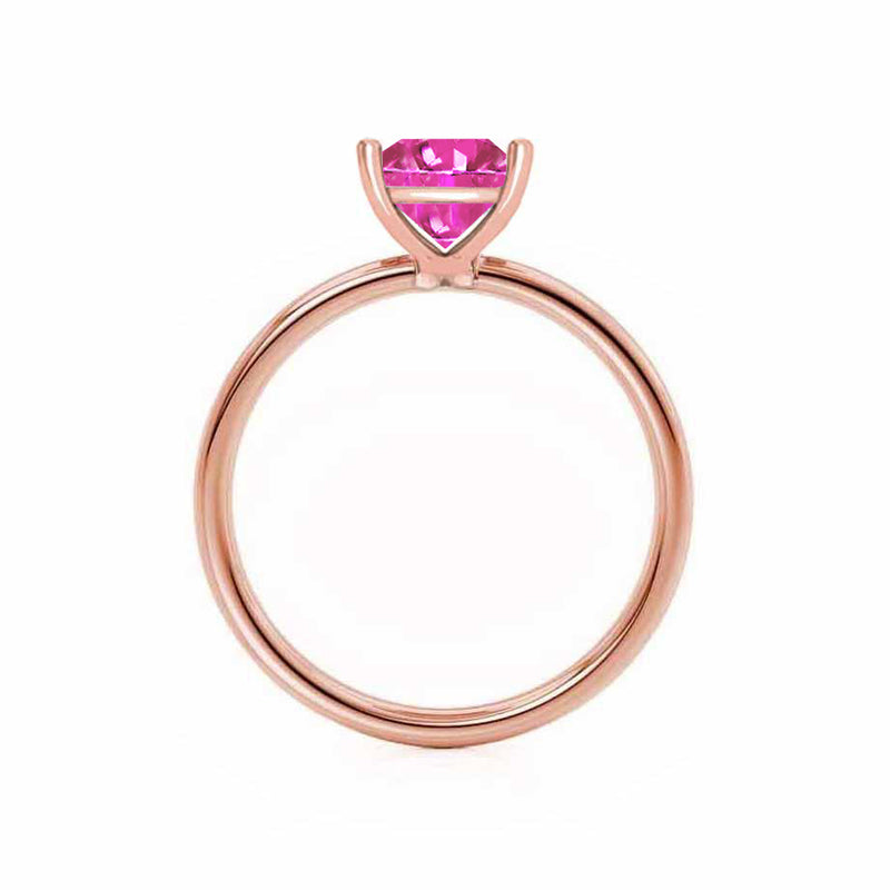 LULU - Princess Pink Sapphire 18k Rose Gold Petite Solitaire Ring Engagement Ring Lily Arkwright