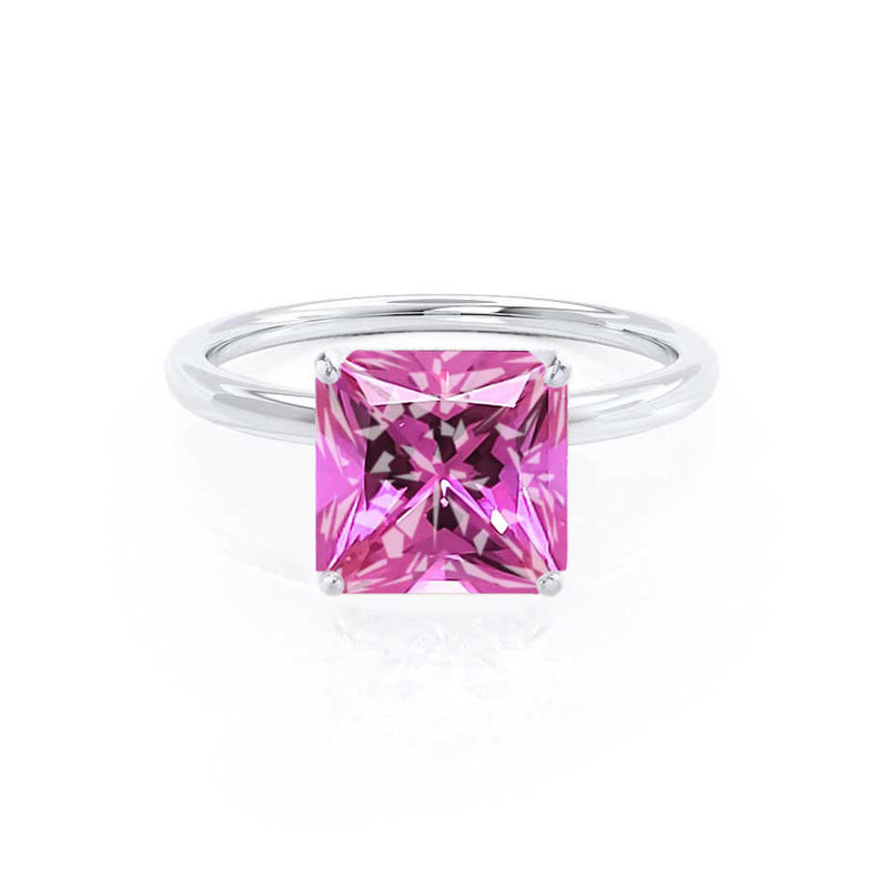 LULU Chatham® Princess Pink Sapphire 18k White Gold Petite