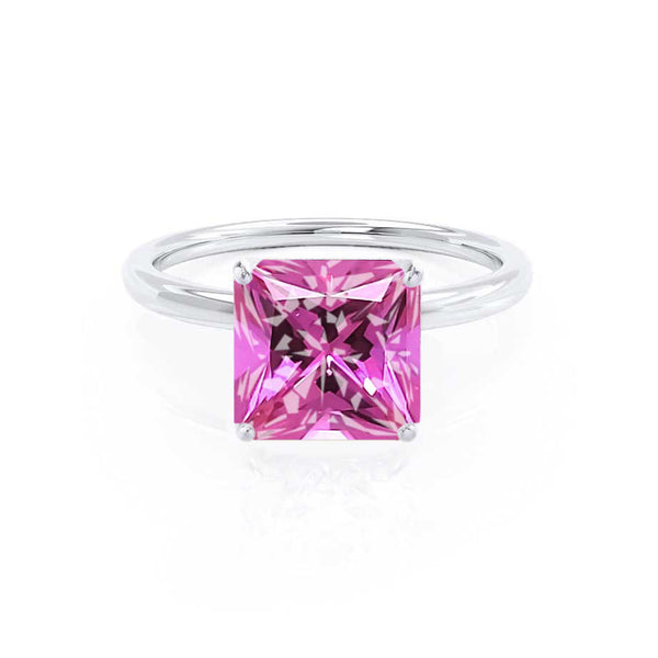 LULU - Princess Pink Sapphire 950 Platinum Petite Solitaire Ring Engagement Ring Lily Arkwright