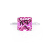 LULU - Princess Pink Sapphire 950 Platinum Petite Solitaire Ring Engagement Ring Lily Arkwright