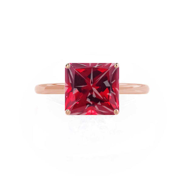 LULU - Princess Ruby 18k Rose Gold Petite Solitaire Ring Engagement Ring Lily Arkwright