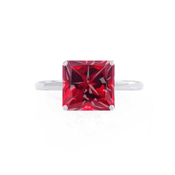 LULU - Princess Ruby 950 Platinum Petite Solitaire Ring Engagement Ring Lily Arkwright