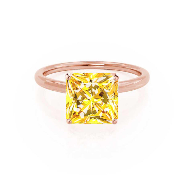 LULU - Princess Yellow Sapphire 18k Rose Gold Petite Solitaire Ring Engagement Ring Lily Arkwright