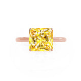 LULU - Princess Yellow Sapphire 18k Rose Gold Petite Solitaire Ring Engagement Ring Lily Arkwright