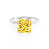 LULU - Princess Yellow Sapphire 18k White Gold Petite Solitaire Ring Engagement Ring Lily Arkwright