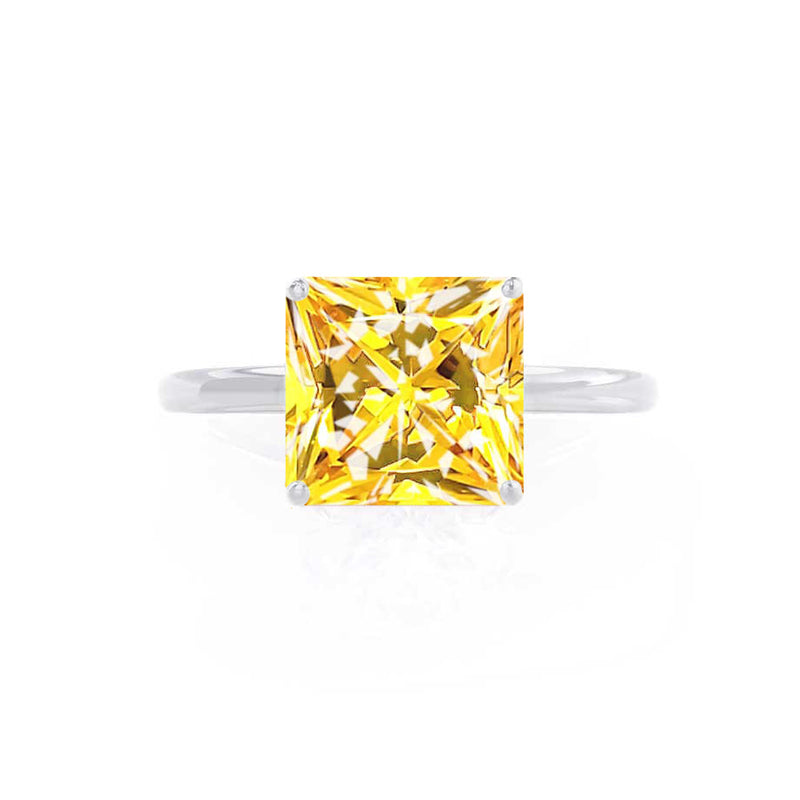LULU - Princess Yellow Sapphire 950 Platinum Petite Solitaire Ring Engagement Ring Lily Arkwright