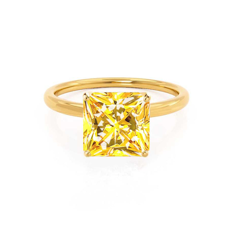 LULU - Princess Yellow Sapphire 18k Yellow Gold Petite Solitaire Ring Engagement Ring Lily Arkwright
