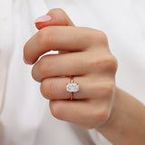 Lulu 2.00ct Elongated Cushion Cut E Colour Lab Diamond 18k Rose Gold Petite Solitaire Engagement Ring Lily Arkwright 