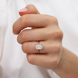 Lulu 2.00ct Elongated Cushion Cut E Colour Natural Diamond 18k Rose Gold Petite Solitaire Engagement Ring Lily Arkwright