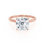 LULU - Asscher Lab Diamond 18k Rose Gold Petite Solitaire