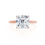 LULU - Asscher Lab Diamond 18k Rose Gold Petite Solitaire