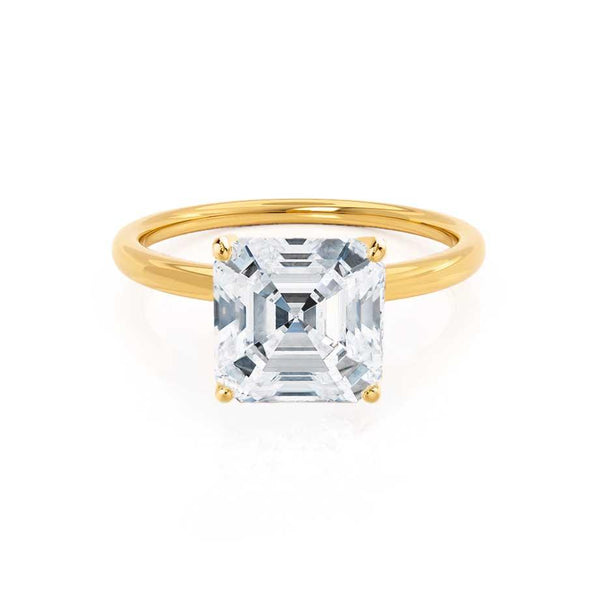 LULU - Asscher Lab Diamond 18k Yellow Gold Petite Solitaire