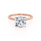 LULU - Cushion Natural Diamond 18k Rose Gold Petite Solitaire Engagement Ring Lily Arkwright