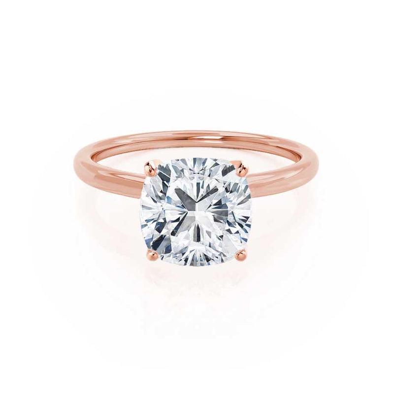 LULU - Cushion Natural Diamond 18k Rose Gold Petite Solitaire Engagement Ring Lily Arkwright