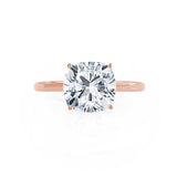 LULU - Cushion Natural Diamond 18k Rose Gold Petite Solitaire Engagement Ring Lily Arkwright