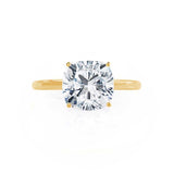 LULU - Cushion Natural Diamond 18k Yellow Gold Petite Solitaire Engagement Ring Lily Arkwright