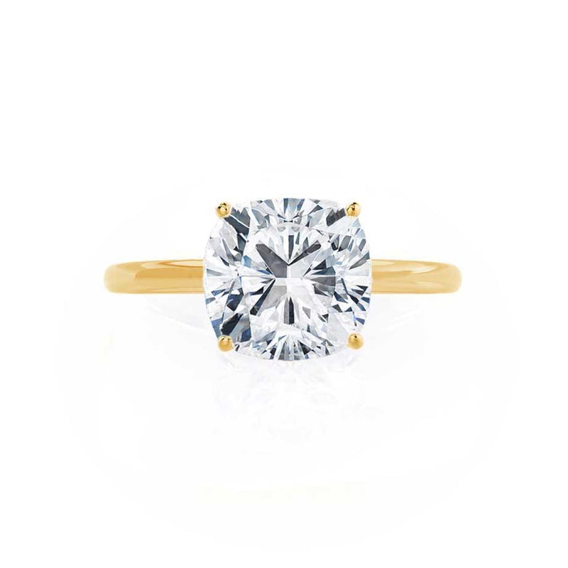 LULU - Cushion Natural Diamond 18k Yellow Gold Petite Solitaire Engagement Ring Lily Arkwright