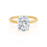 LULU - Elongated Cushion Natural Diamond 18k Yellow Gold Petite Solitaire Engagement Ring Lily Arkwright