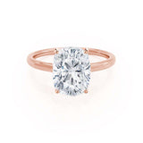 LULU - Elongated Cushion Natural Diamond 18k Rose Gold Petite Solitaire Engagement Ring Lily Arkwright