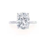 LULU - Elongated Cushion Natural Diamond 18k White Gold Petite Solitaire Engagement Ring Lily Arkwright