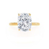 LULU - Elongated Cushion Natural Diamond 18k Yellow Gold Petite Solitaire Engagement Ring Lily Arkwright