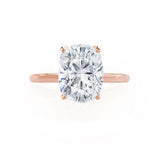 LULU - Elongated Cushion Natural Diamond 18k Rose Gold Petite Solitaire Engagement Ring Lily Arkwright