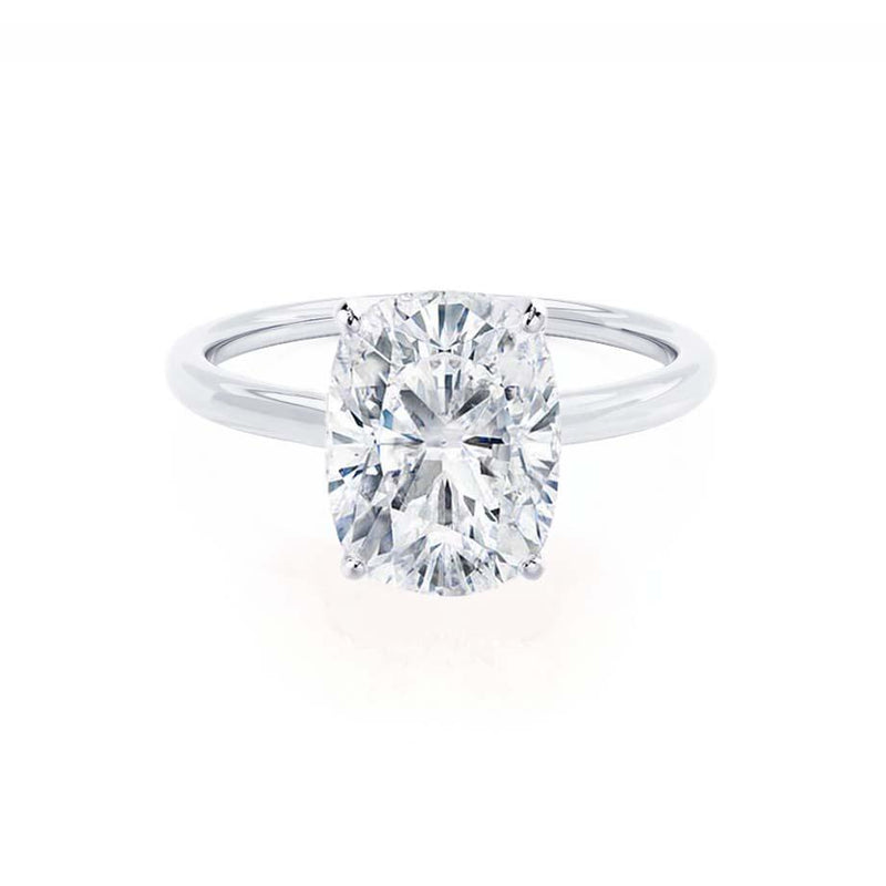 LULU - Elongated Cushion Natural Diamond Platinum Petite Solitaire Engagement Ring Lily Arkwright