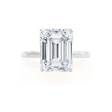 LULU - Emerald Natural Diamond 18k White Gold Petite Solitaire Engagement Ring Lily Arkwright