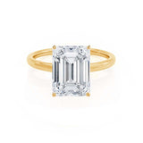 LULU - Emerald Natural Diamond 18k Yellow Gold Petite Solitaire Engagement Ring Lily Arkwright