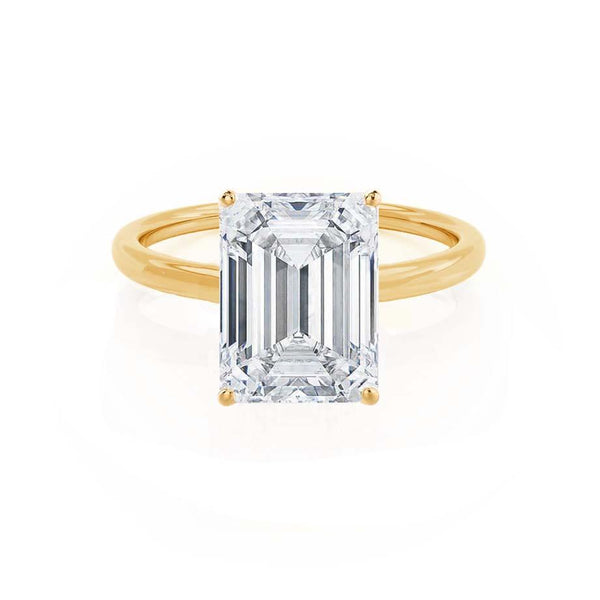 LULU - Emerald Natural Diamond 18k Yellow Gold Petite Solitaire Engagement Ring Lily Arkwright