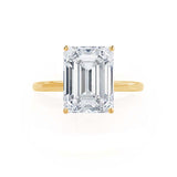 LULU - Emerald Natural Diamond 18k Yellow Gold Petite Solitaire Engagement Ring Lily Arkwright