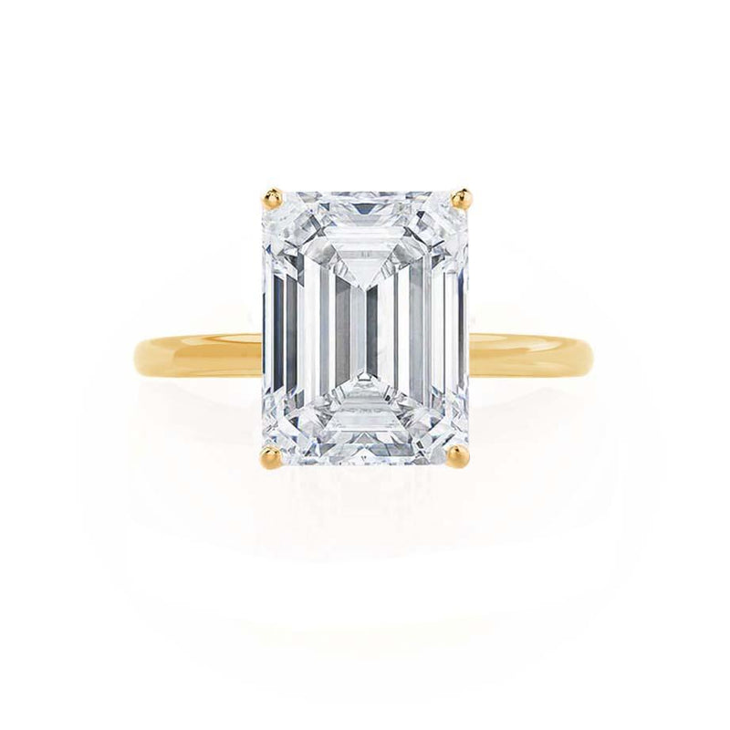 LULU - Emerald Natural Diamond 18k Yellow Gold Petite Solitaire Engagement Ring Lily Arkwright