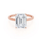 LULU - Emerald Natural Diamond 18k Rose Gold Petite Solitaire Engagement Ring Lily Arkwright
