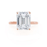LULU - Emerald Natural Diamond 18k Rose Gold Petite Solitaire Engagement Ring Lily Arkwright