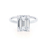 LULU - Emerald Natural Diamond 18k White Gold Petite Solitaire Engagement Ring Lily Arkwright
