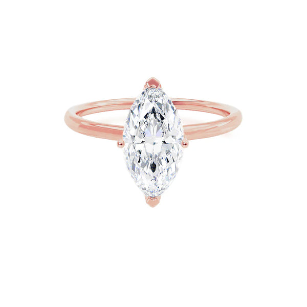 LULU - Marquise Lab Diamond 18k Rose Gold Petite Solitaire