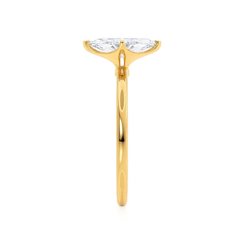 LULU - Marquise Lab Diamond 18k Yellow Gold Petite Solitaire