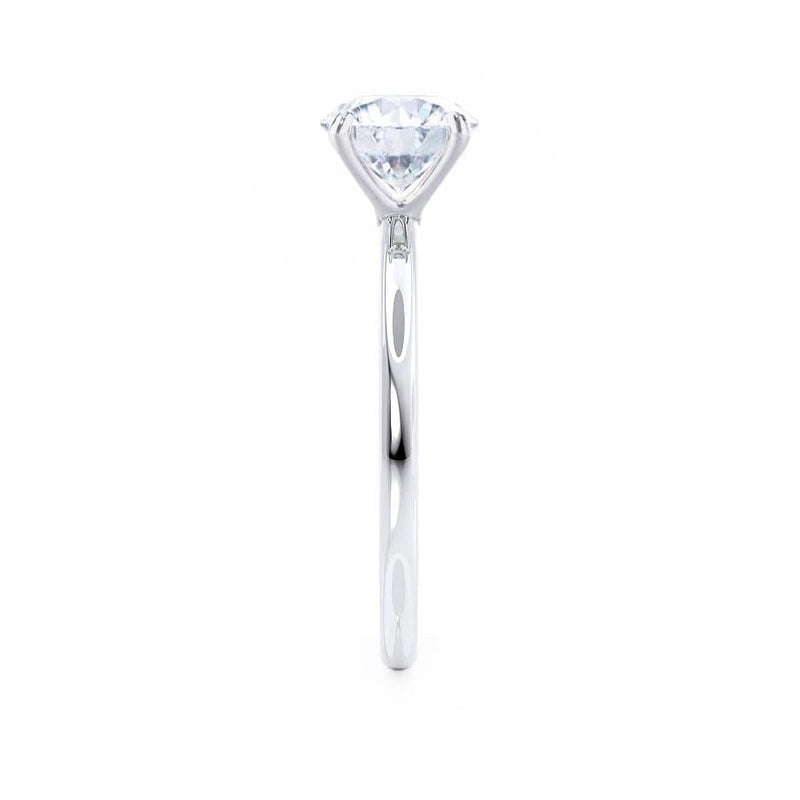 LULU - Emerald Natural Diamond 18k White Gold Petite Solitaire Engagement Ring Lily Arkwright