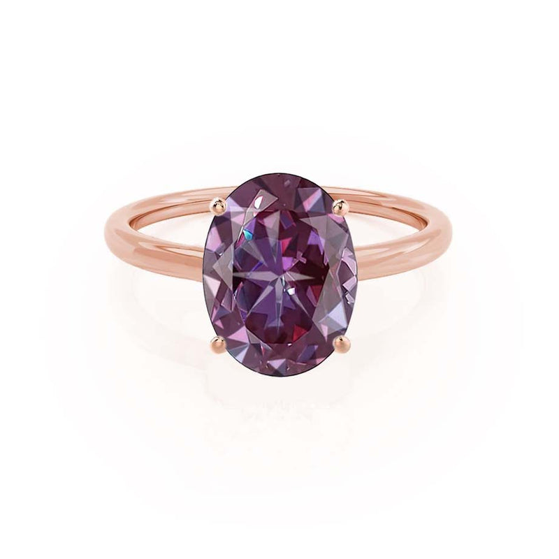 LULU - Chatham® Oval Alexandrite 18k Rose Gold Petite Solitaire Ring